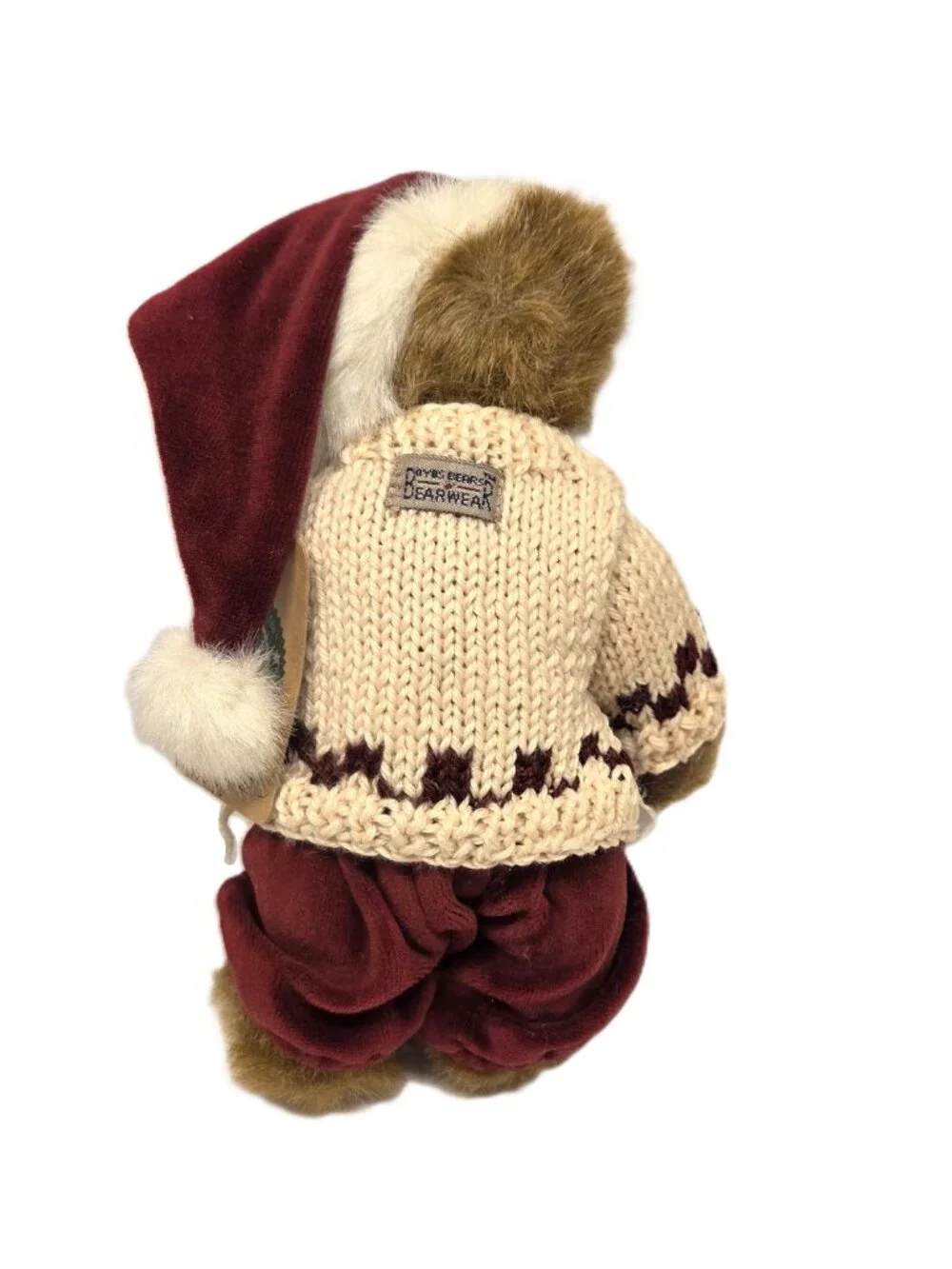 1998 Boyds Edmond T. Bear Archive Coll. Winter Sweater Plush Posable Santa Hat